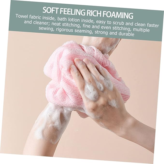 Healeved Back Scrubber Belt Portable Exfoliating Towel Bath Wash Towel Straps Comfortable Material Pink