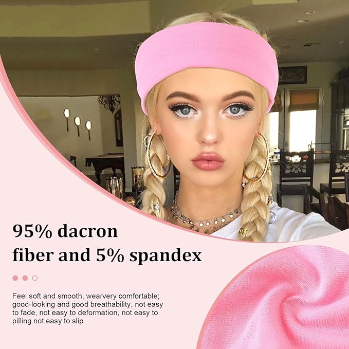 Stretchy Wide Headbands for Women - 12 Pcs Non Slip, Absorbed Sport Headband Soft Twist Knotted Headbands for Daily Life Yoga Workout (12 Color2)