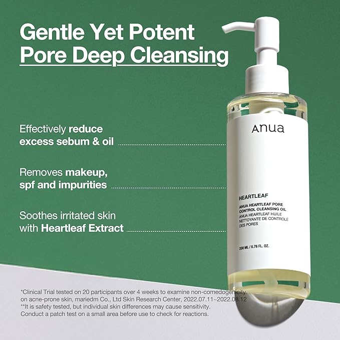 ANUA Heartleaf Pore Control Cleansing Oil, Oil Cleanser for Face, Makeup Blackhead Remover, Korean Skin Care 6.76 fl oz(200ml) (Pack of 2)