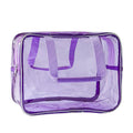 TotePrint PVC Purple Pure Color Transparent Gift Pouch Wash Travel Makeup Cosmetic Bag with Handle for Travel Bathroom Toiletry Organizer (Purple)