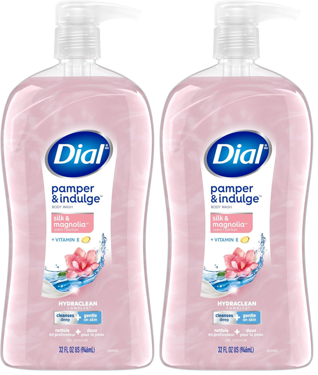 Dial Body Wash, Pamper & Indulge, Silk & Magnolia, 32 fl oz (Pack of 2)