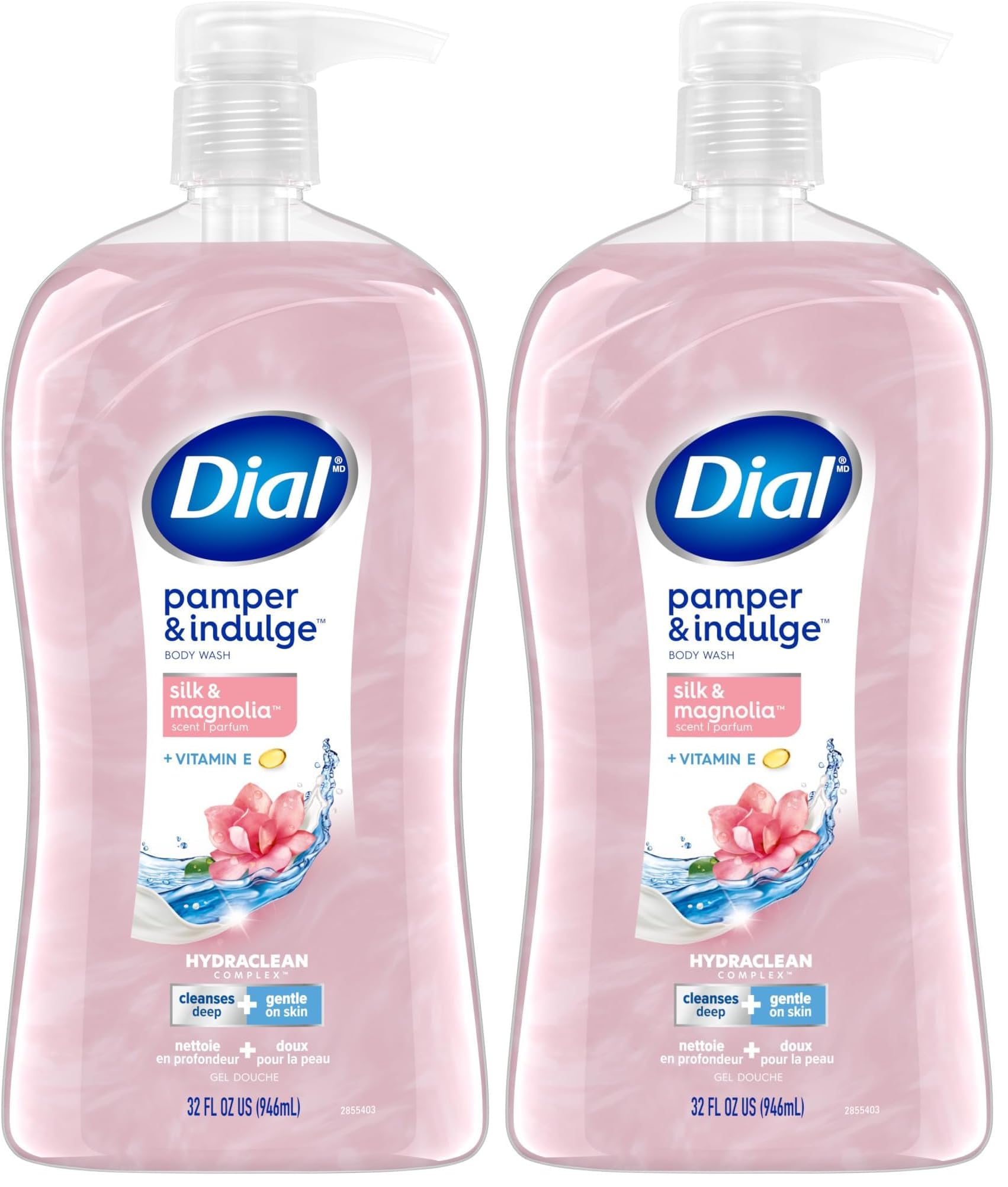 Dial Body Wash, Pamper & Indulge, Silk & Magnolia, 32 fl oz (Pack of 2)
