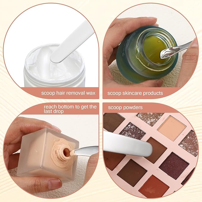 4 PCS Mini Metal Makeup Spatula, 4 Styles Multi-functional Stainless Steel Cosmetic Spatula Reusable Skin Care Cosmetic Spatulas Facial Applicator Tool for Face Mask Cream Lotions Moisturizers