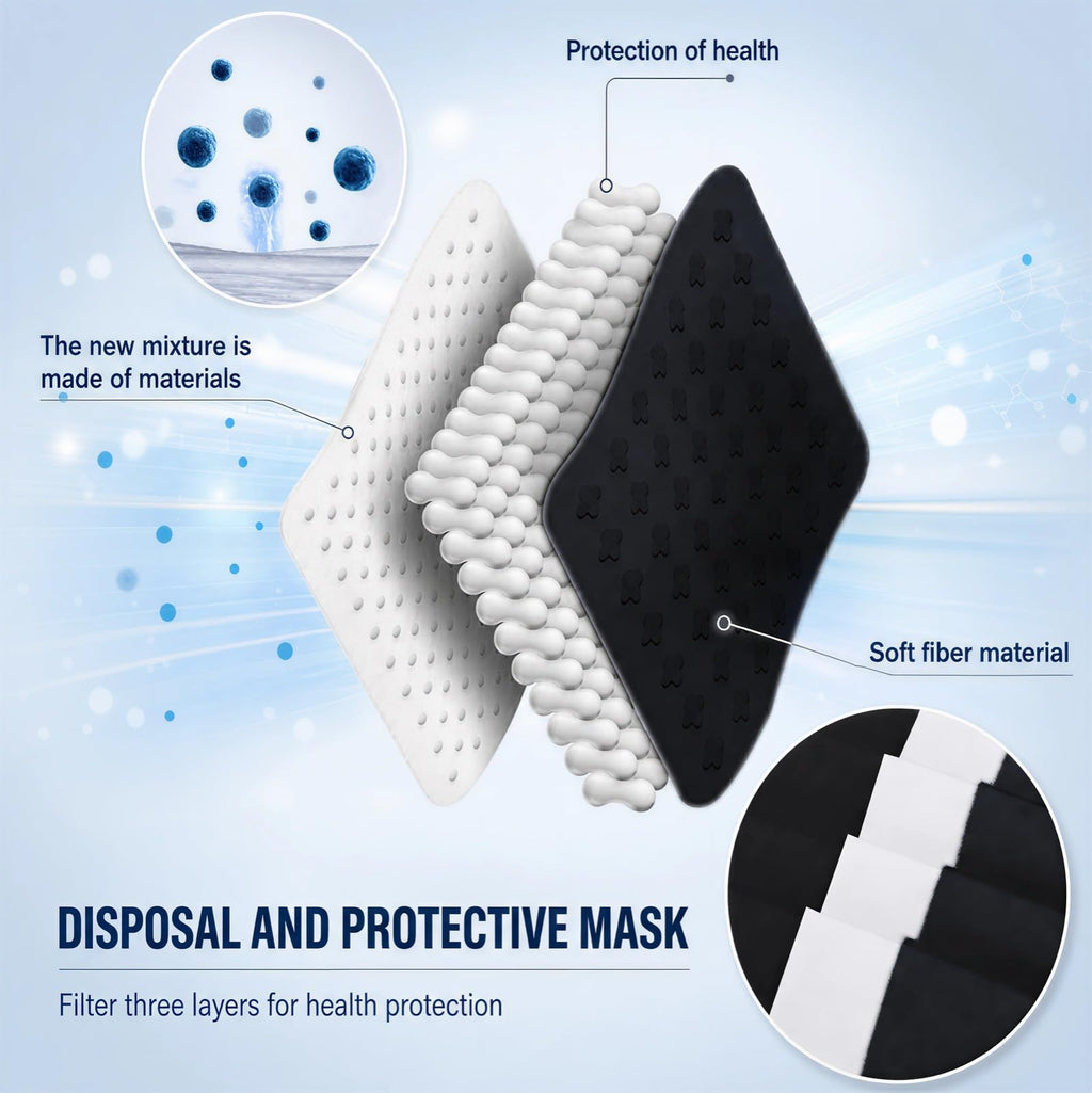 Hyegiir 3 Ply 500PCS Disposable Face Masks Individually Wrapped For Daily Protection (500pcs Black Mask)