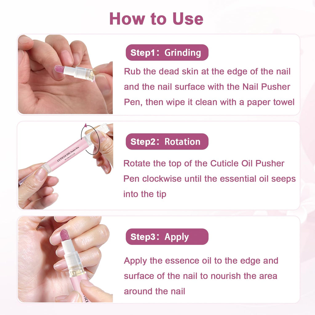 Ceramic Cuticle Pusher & Oil Pen, 2PC Gentle Cuticle Remover for Hangnails & Dry & Damaged Nails, Nail Care Pen for Repair & Nourish Nails
