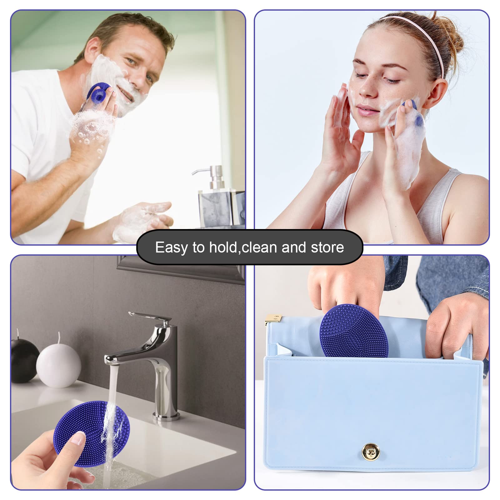 Soft Silicone Facial Cleansing Scrubber Hygienic Face Brush, Pack of 4