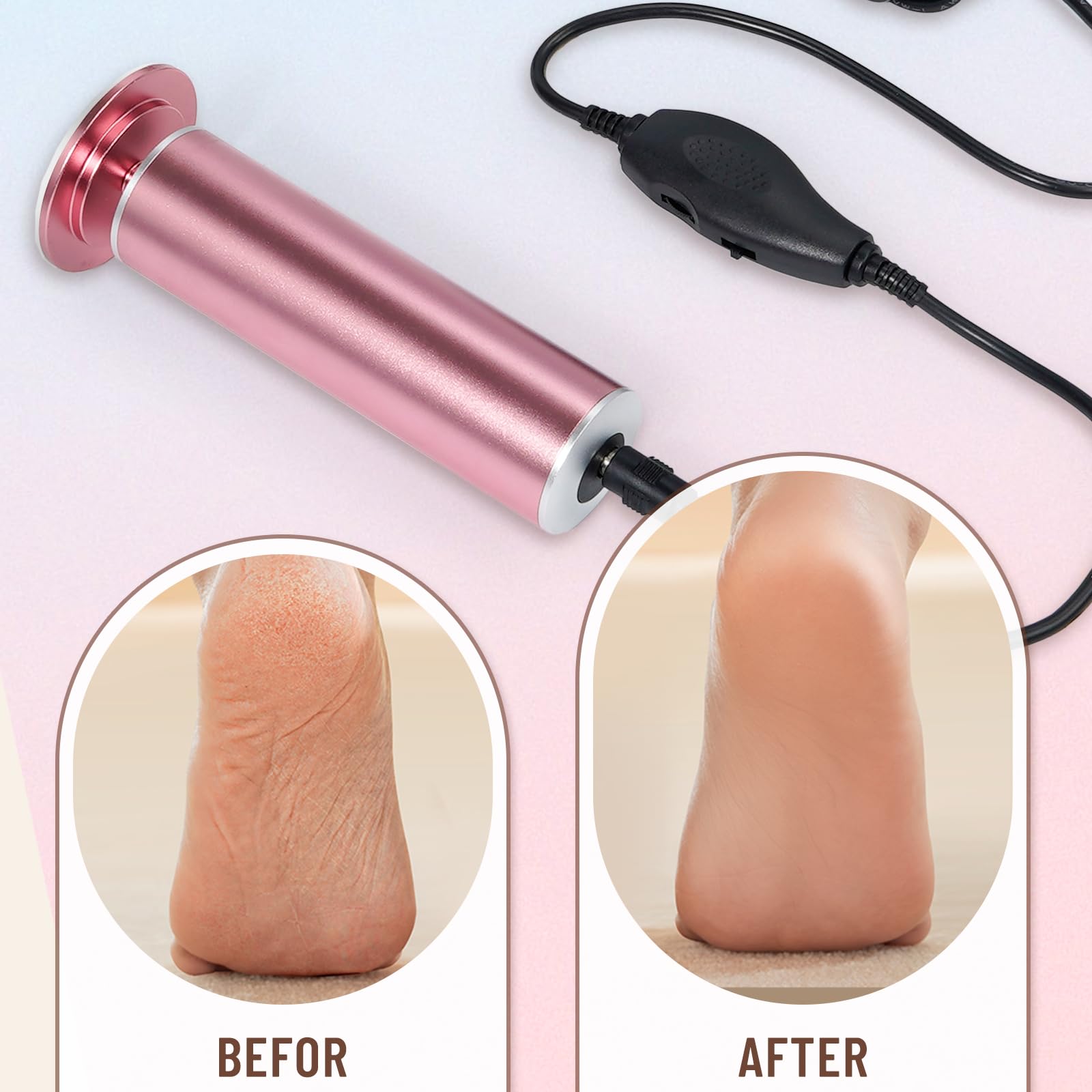 Dermawave Electric Foot File Callus Remover for Feet, Professional Electric Foot Sander Filer Grinder with 60 Sandpaper Discs for Men & Women, Pedicure Tool for Corn Dead Skin Cracked Heel
