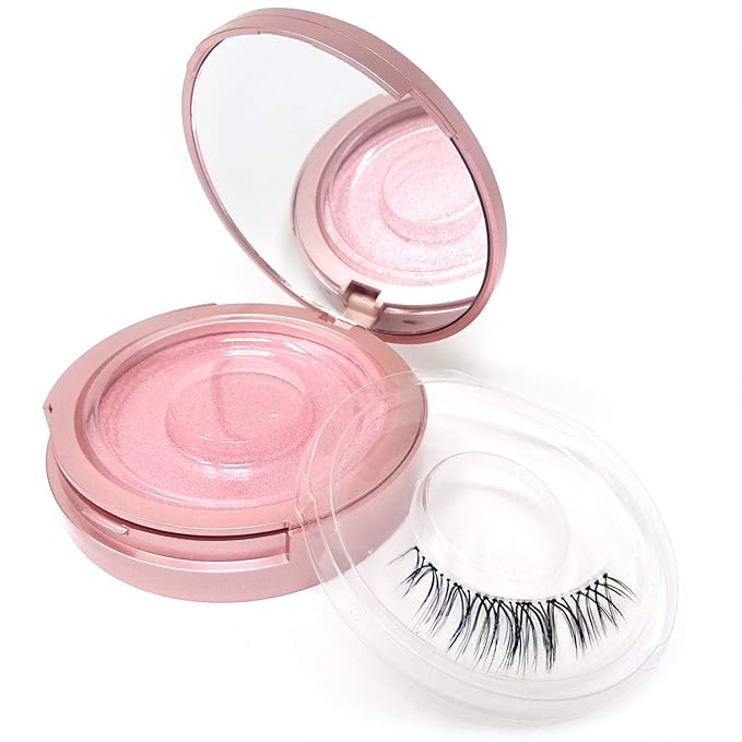 Honbay 2PCS Circle Empty Lash Case Eyelash Packaging Box Eyelash Storage Box with Mirror for Women (Single and Double Layer)