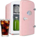 Simple Deluxe Mini Fridge with Viewing Window, 4L/6 Can Portable Cooler & Warmer, Freon-Free Small Refrigerator for Skincare, Drinks, Snacks & Cosmetics, Pink