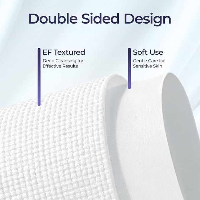 ECOLOOK Disposable Face Towel XL-60 Count Upgraded Thick Facial Towels, Ultra Soft Clean Face Towels Disposable, 10"x12" & 90 GSM, Ideal for Sensitive Skin-1 PACK