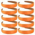 Wecoe 10 Pack Orange Headbands 1 Inch Wide Satin Headbands Women Non Slip Fashion Plain Head Bands Solid Hair Bands DIY Halloween Thanksgiving Day Hair Accessories for Women Girls Diademas Para Mujer