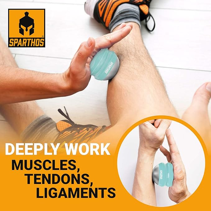Sparthos Cold Massage Roller Ball - Fitness Cryosphere Massager - Cryo Cryocup Ice Massage Cups - for Muscle, Face, Body Muscles - Manual Polar Icing Cooling Balls - Recoup Message (Mint, 54mm)