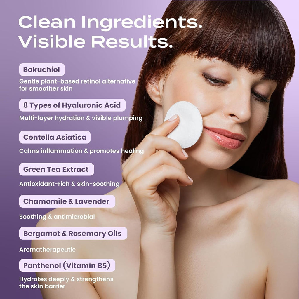 Body Restore Bakuchiol Toner Pads – Fathers Day Gift for Dad, Korean Skin Care, Face Wipe with Niacinamide and Hyaluronic Acid, Birthday Gifts for Women and Men