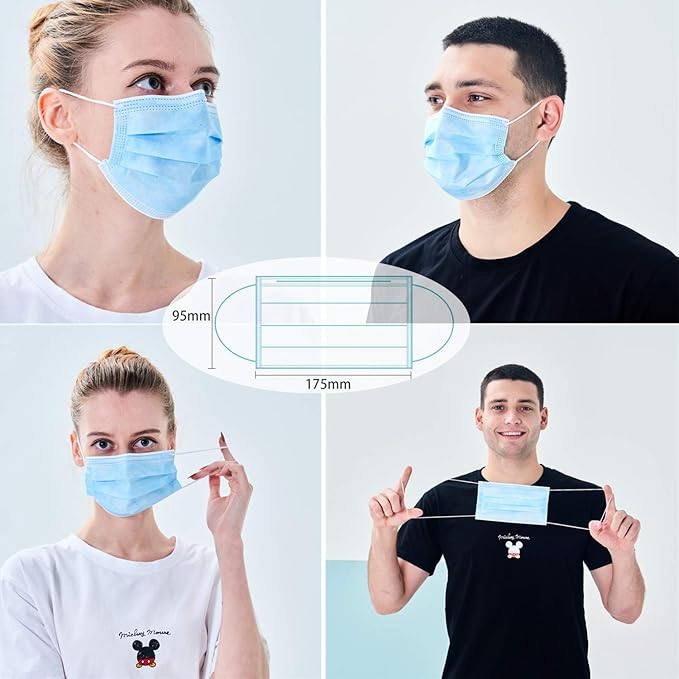 mystcare Disposable Face Mask 50 Pack Individually Packaged Wrapped Protection For Adults 3-layer Filter Safety Face Masks