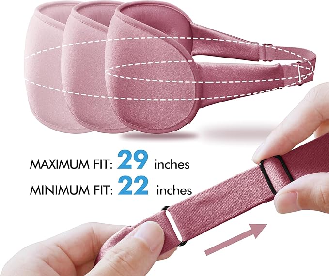 Sleep Eye Mask for Men Women, Lash Extensions 3D Sleeping Mask, Travel Blackout Night Blindfold Eye Shade Cover with Adjustable Strap (Rose)