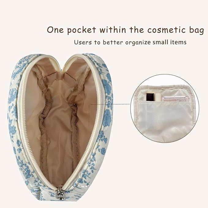 RSRSLEII Small Quilted Striped Cosmetic Pouch for Purse, Mini Cotton Makeup Bag with Compartments, Cute Zipper Lipstick Holder for Women (28 White Stripes)