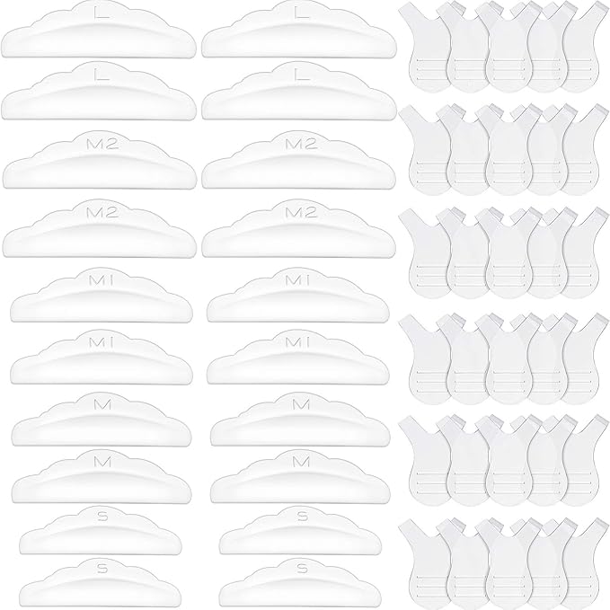 20Pcs Silicone Lash Lift Rods and 30Pcs Y Shape Eyelash Lift Brush, Clear