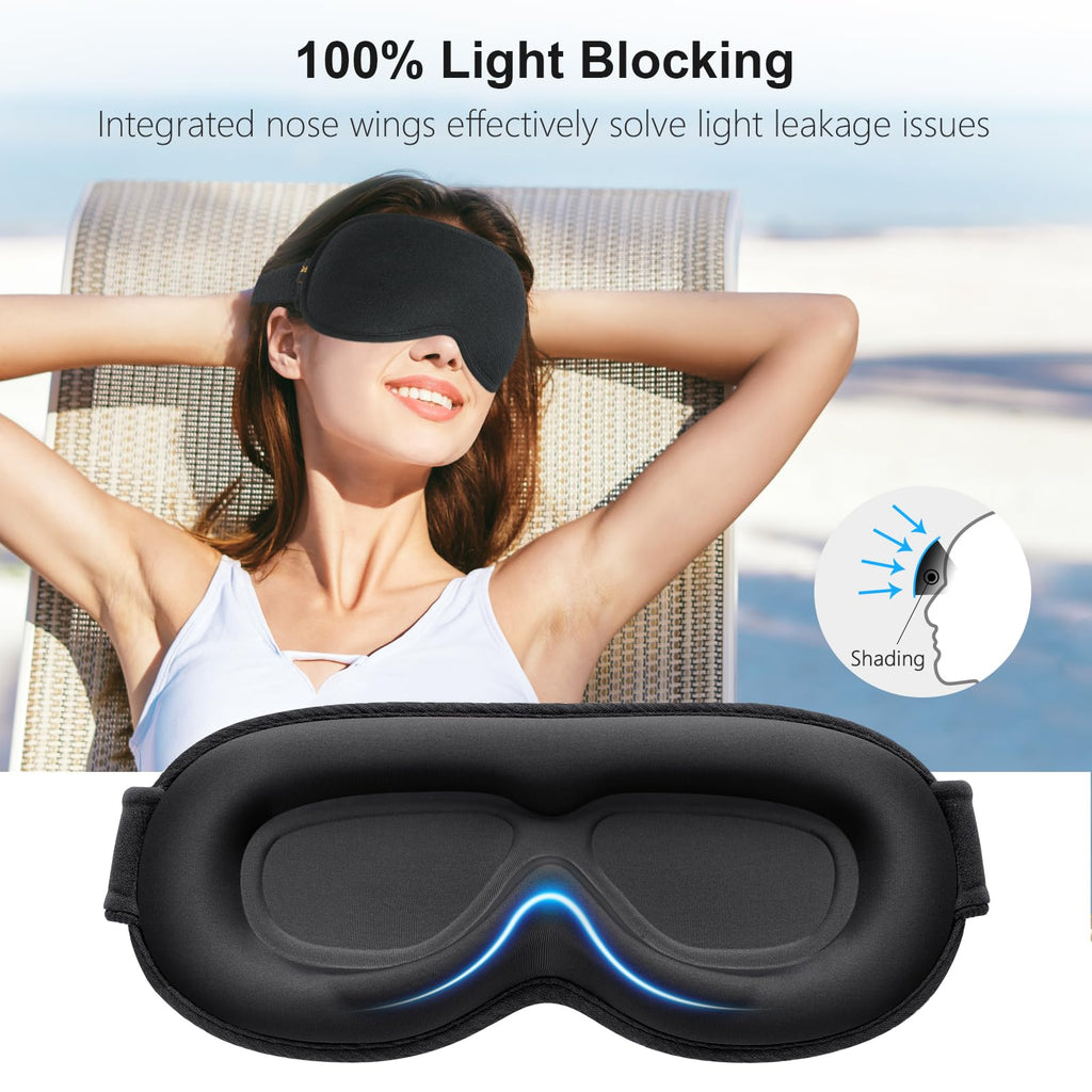 Gritin 100% Blackout Sleep Eye Mask for Women Men, Zero Pressure Sleep Mask