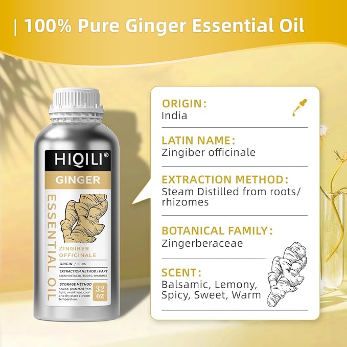 HIQILI Ginger Oil for Hair, Massage & Skin