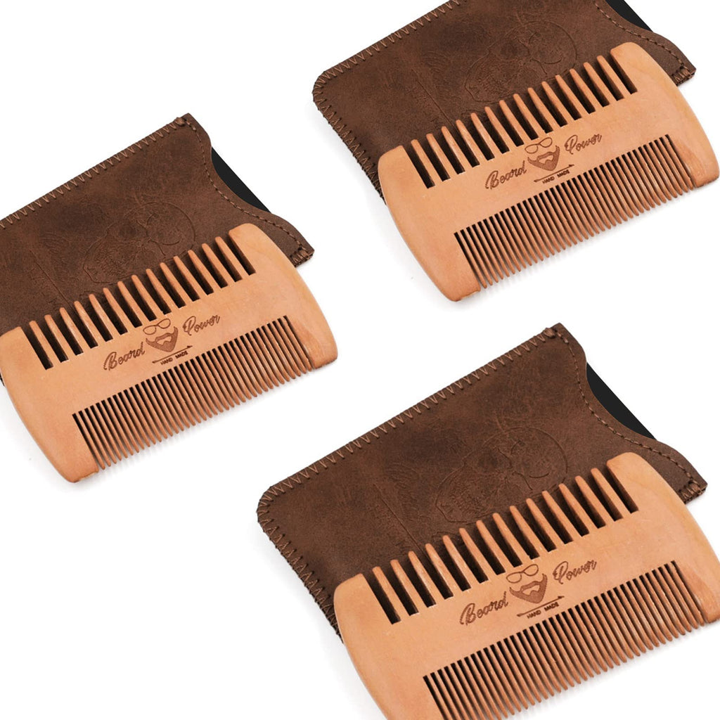 Menesia 3-Piece Beard Combs for Men with Travel Case