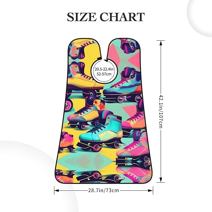 NOUZU Retro Roller Skates Colorful Print Beard Bib Apron For Men, Beard Hair Catcher For Men Shaving Trimming,Beard Cape Cloth, Black