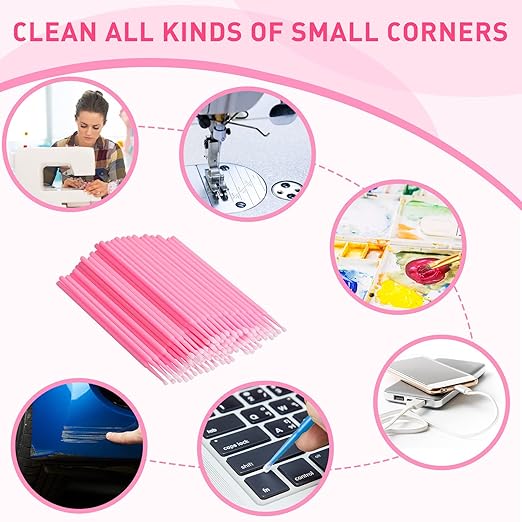 Cindeer 500 Pcs 3 Size Sewing Machine Cleaning Swabs Micro Applicator Brushes Disposable Clean Brushes Micro Swab Pointed Tips Multi Colored Lab Swabs for Cleaning Paint Sewing Machine