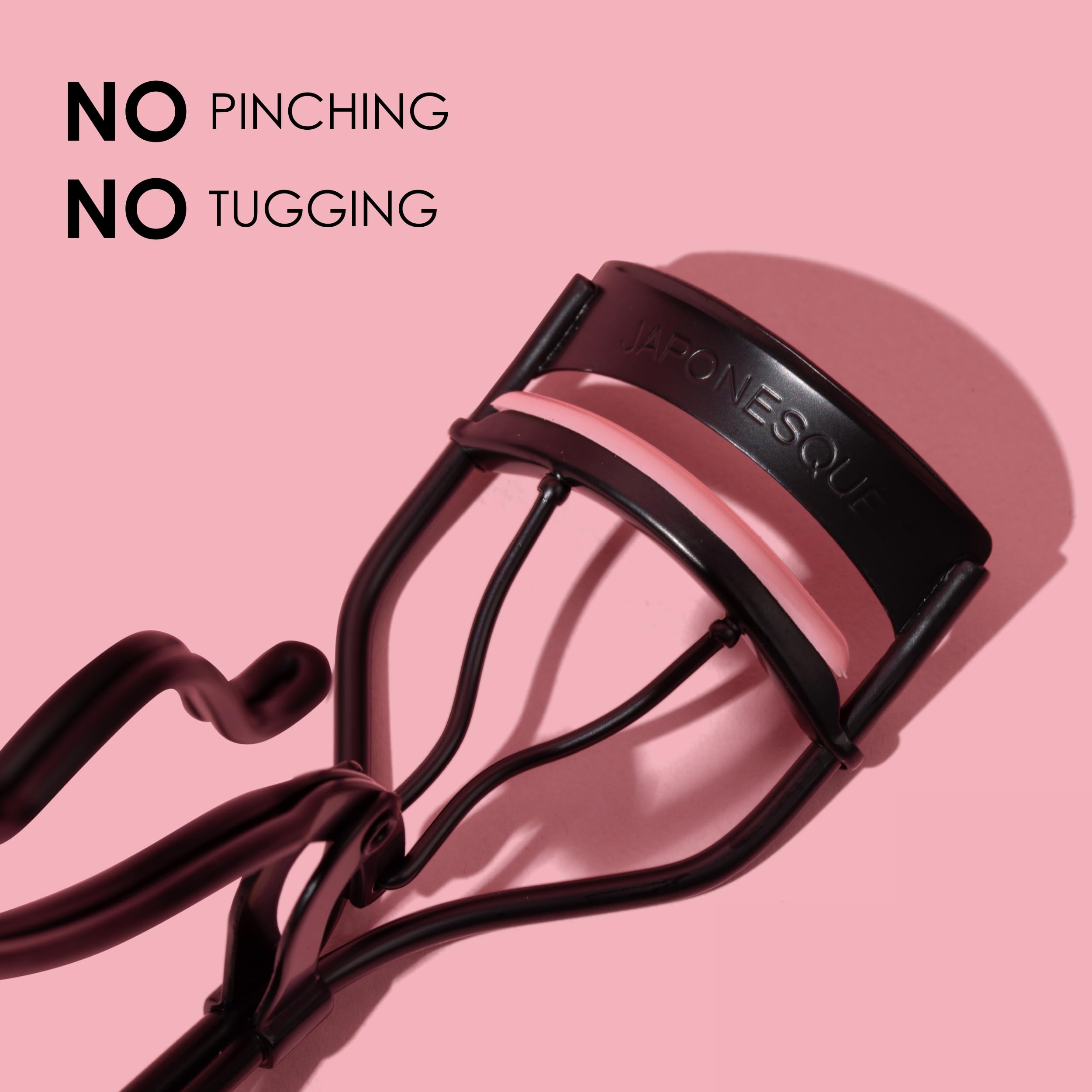 JAPONESQUE Professional Volumizing Lash Curler for Natural & False Lashes on Most Eye Shapes and Large Eyes, 1 Refill Pad, Holds Curl up to 8 Hours