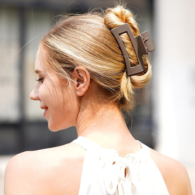 MAORULU Large Hair Claw Clips for Thick Hair, Banana Clips with Strong Hold for Women and Girls, Brown 1