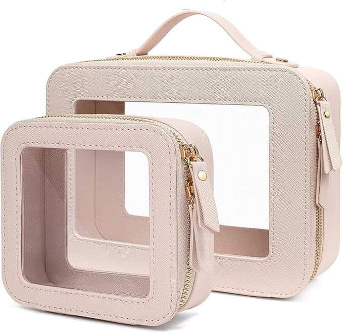 2 Pieces Clear Mahjong Bag, Travel Makeup Bag Large Cosmetic Bag with Zipper Small Clear Makeup Pouch for Purse Waterproof TSA Approved Toiletry Bag Case for Women Car Organizer Travel Essentials