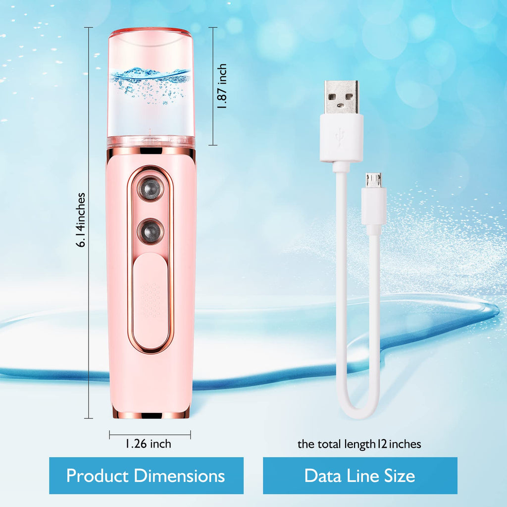 Nano Mister for Eyelash Extensions, Portable Facial Mist Sprayer with 2 Nozzles, 30ml Water Tank - USB Rechargeable Handheld Face Atomizer for Makeup and Skin Hydration - White