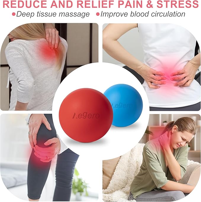 Massage Lacrosse Balls for Myofascial Release,Yoga Deep Tissue Massage,Trigger Point Therapy and Foot Plantar Fasciitis,Muscle Soreness Massager Ball (2Pack,Red)