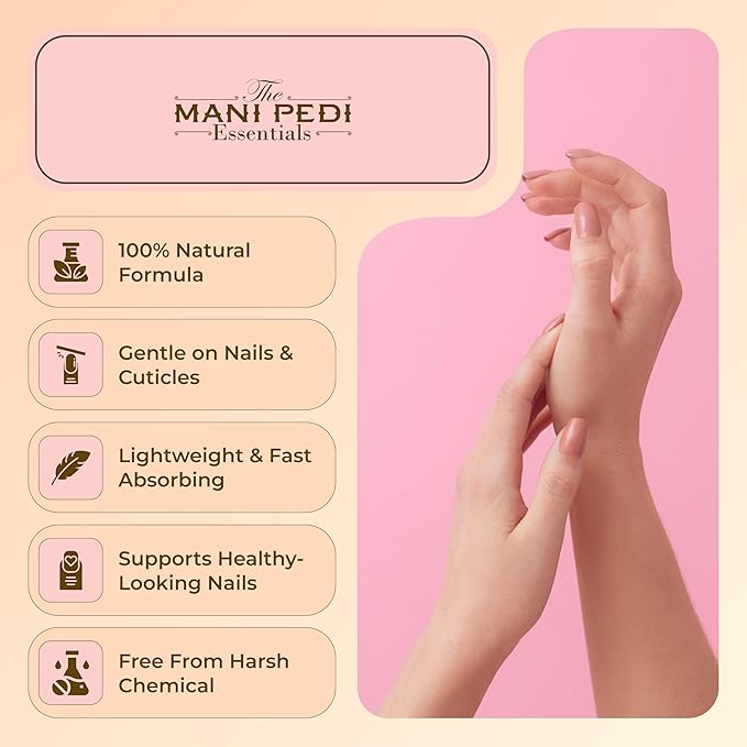 The Mani Pedi Essentials Nourishing Cuticle Oil enriched with Jojoba Oil, Vitamin E & Sweet Almond Oil. Manicurist's Choice for Healthy, Nourished Nails & Cuticles – 1 Fl Oz