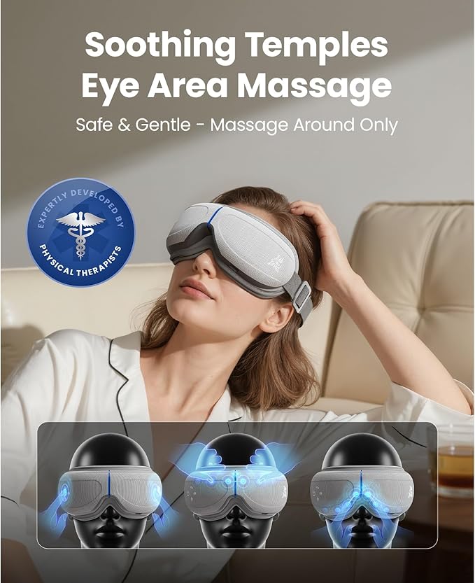 BOB AND BRAD Eye Massager with Heat and Cooling, FSA Eligible HSA Birthday Gifts for Men Women Mom Husband, EyeOasis 3 Eye Massager for Migraines, Heated Eye Mask for Dry Eyes Relief Improve Sleep