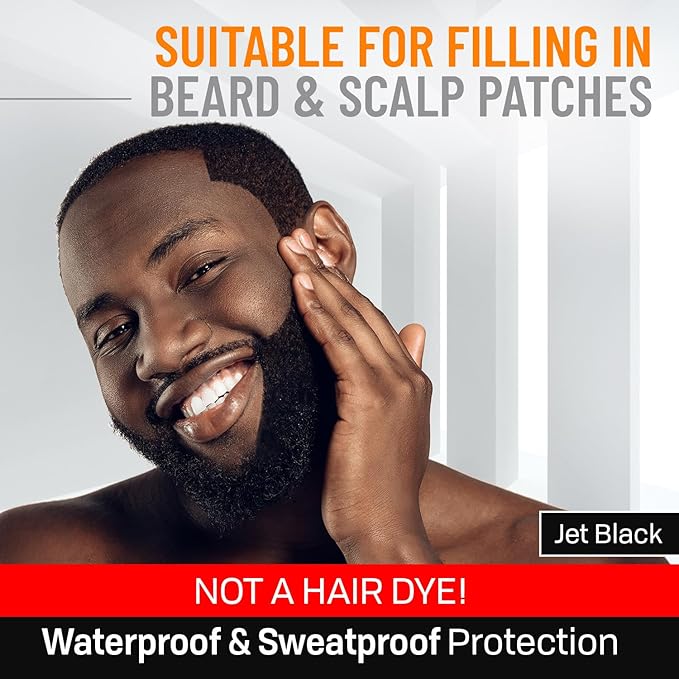 Beard Pen Filler for Men - Barber Styling Grooming Pencil, Waterproof & Sweat Proof, Long Lasting, Natural Finish, Cover Beard & Scalp Patches, Jet Black, 1 Pack