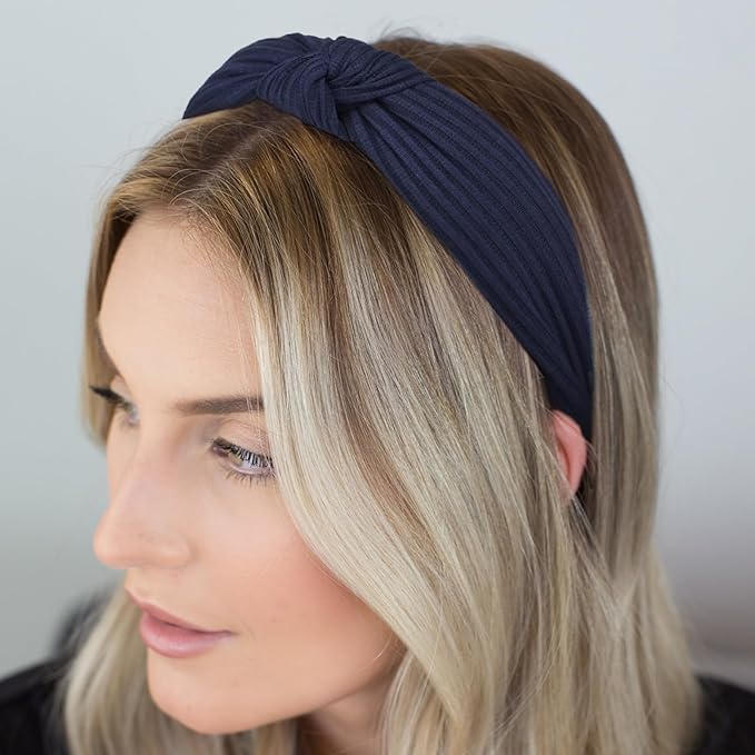 DRESHOW 8 Pack Knotted Headbands for Women Wide Turban Headband Yoga Exercise Ribbing Hair Hoop Hair Bands Accessories