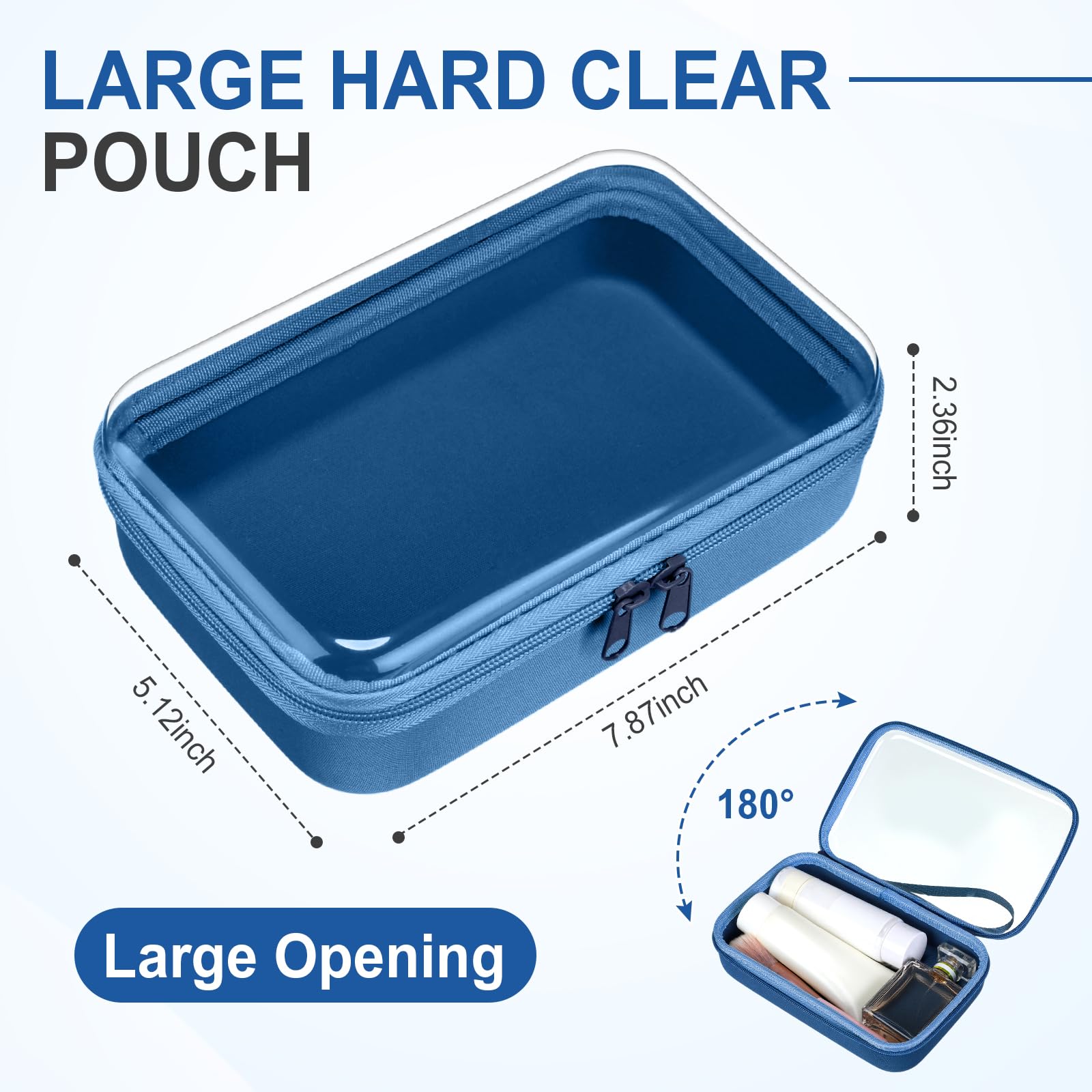 Gaillty 4 Pcs Hard Clear Zipper Case Hard Shell Plastic Pencil Case Large Transparent Pencil Box Portable Travel Organizer Toy Storage Bins for Home Office Cosmetics(Gray,Dark Blue,Blue,Black)