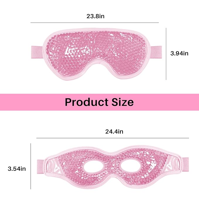 Permotary Cooling Eye Mask with Gel Bead 2 Pack Gel Eye Mask Cold Eye Mask for Relaxtion,Puffy Eyes Reusable Cold & Warm Compress for Puffiness,Dry Eyes,Headaches,Migraines,Stress Relief,Post Surgery