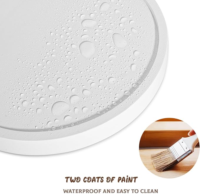 Round Decorative Tray Farmhouse Kitchen Decor Soap Dish, 8" White