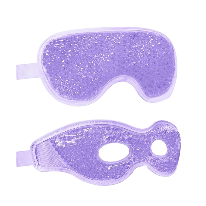 Permotary Cooling Eye Mask with Gel Bead 2 Pack Gel Eye Mask Cold Eye Mask for Relaxtion,Puffy Eyes Reusable Cold & Warm Compress for Puffiness,Dry Eyes,Headaches,Migraines,Stress Relief,Post Surgery