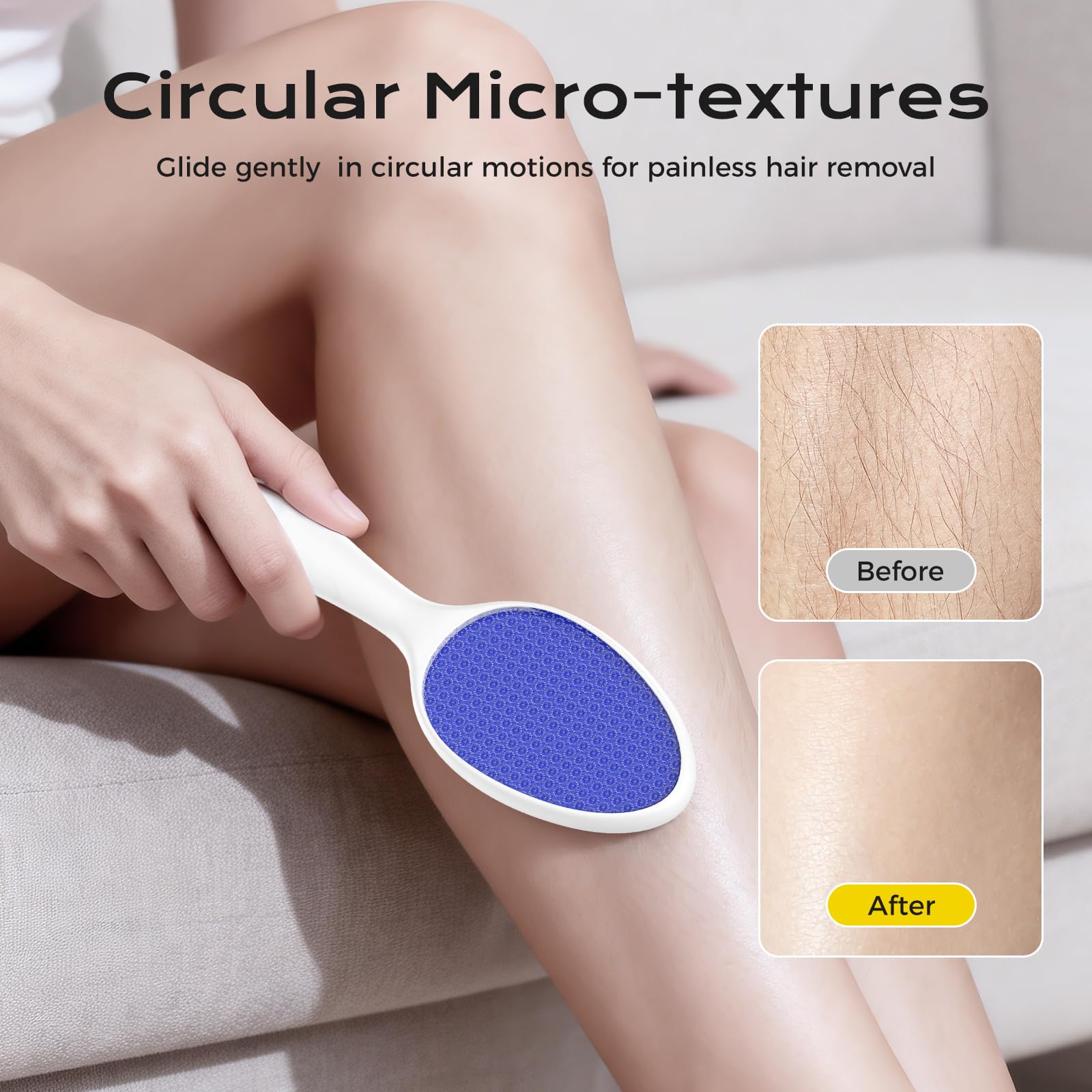 yomanta Foot File, Nano Glass Foot File Callus Remover with Handle, 2-in-1 Foot Scrubber Dead Skin Remover, Gentle Exfoliation Foot Buffer Pedicure Tools for Feet-Blue