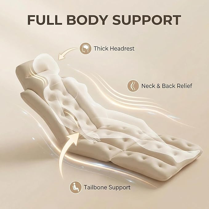 Full Body Bath Pillow for Bathtub, Thick & Luxury Bathtub Cushion with 144 Suction Cups, Bathtub Pillows for Head & Neck, Back Support, Ideal Bath Accessories for Gifts Spa, Soaking, Tub (White)