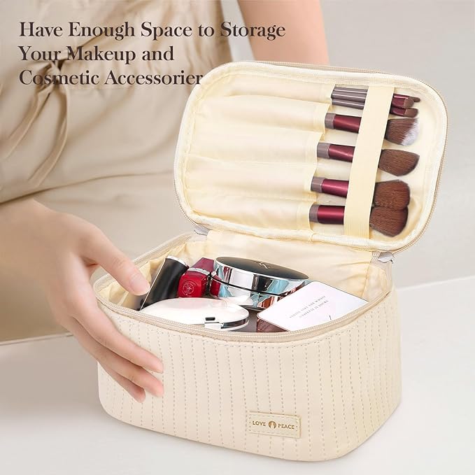 Yuilgdo Makeup Bag Travel Cosmetic Bag, Large Capacity Makeup Organizer Bag and Storage, Portable PU Leather Pouch Toiletry Bag Make up Organizer, Cosmetic Bags for Women