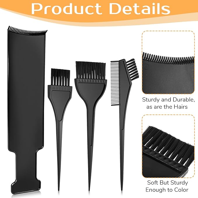 4 Pcs Balayage Highlighting Board and Brush Kit 3 Hair Dye Brush and 1 Balayage Highlightings Board with Teeth Black Hair Dye Comb for Hairs Dyes Women Hairs stylist Accessories Salon Home Use