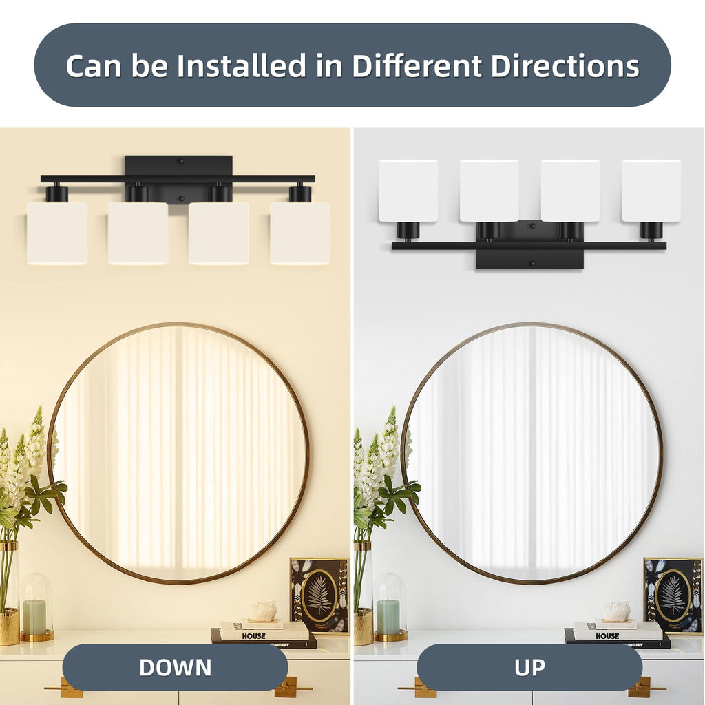 CANMEIJIA 4-Light Bathroom Vanity Light Fixtures, Matte Black