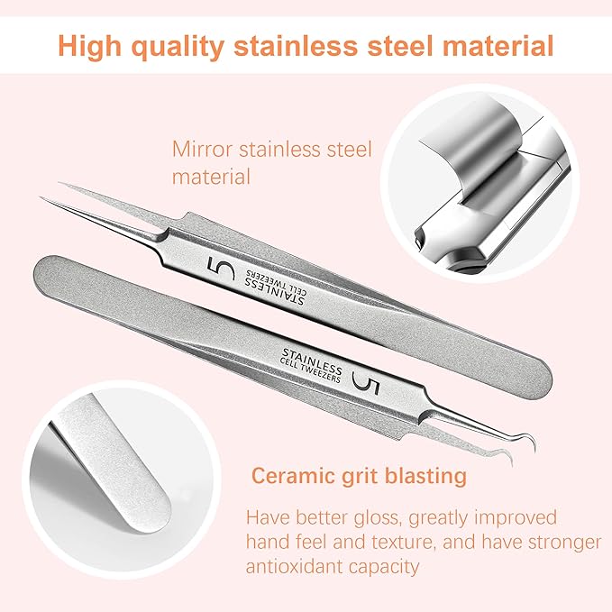 Blackhead Tweezers, Milia Remover,Ingrown Hair Tweezers