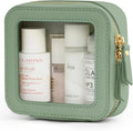 Popvibe Small Clear Makeup Bag Mini Travel Cosmetic Case Transparent Toiletry Bag with Zipper, Portable Make Up Organizer Traveling Compact Car Bag for Essentials, Sage Green, Mini