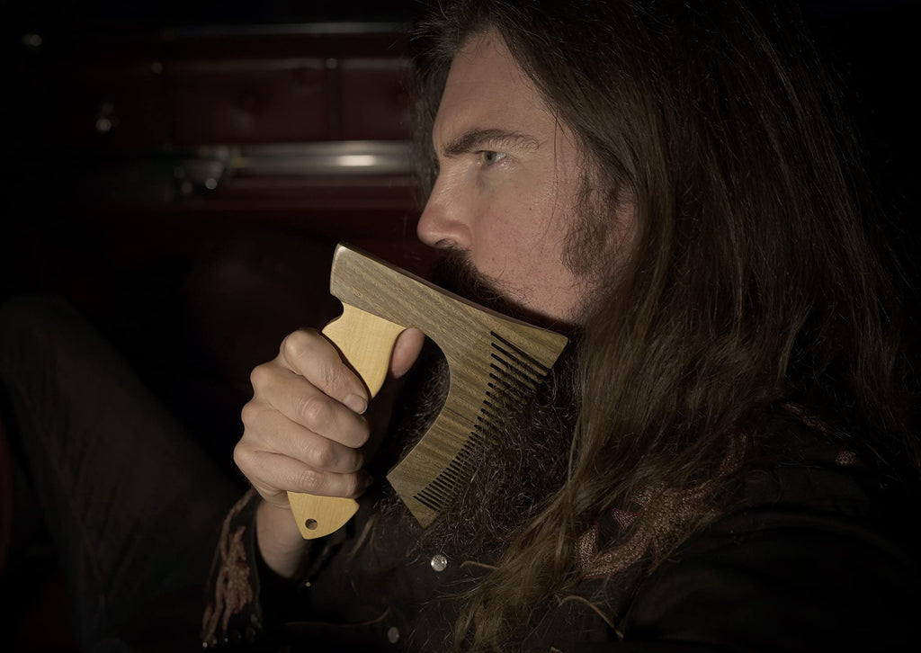 THE BEARDED AXE BEARD COMB | Original | Green Sandalwood/Boxwood | Artisan Crafted & Handmade