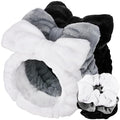 LEOBRO Spa Headband, 6pcs Makeup Headbands and Hair Scrunchies, Bow Skin Care Headband for Washing Face for Teen Girls Women, Easter Basket Valentines Gifts for Girls, Black & White & Gray