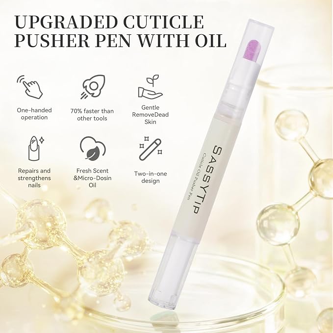 SASSYTIP Ceramic Cuticle Pusher & Oil Pen, 2ml Rose + Fragrance Free Scented Nail Care Pen, Gentle Cuticle Remover for Dry & Damaged Nails, Moisturize Strengthen Brighten (Pink3.0&Beige3.0)