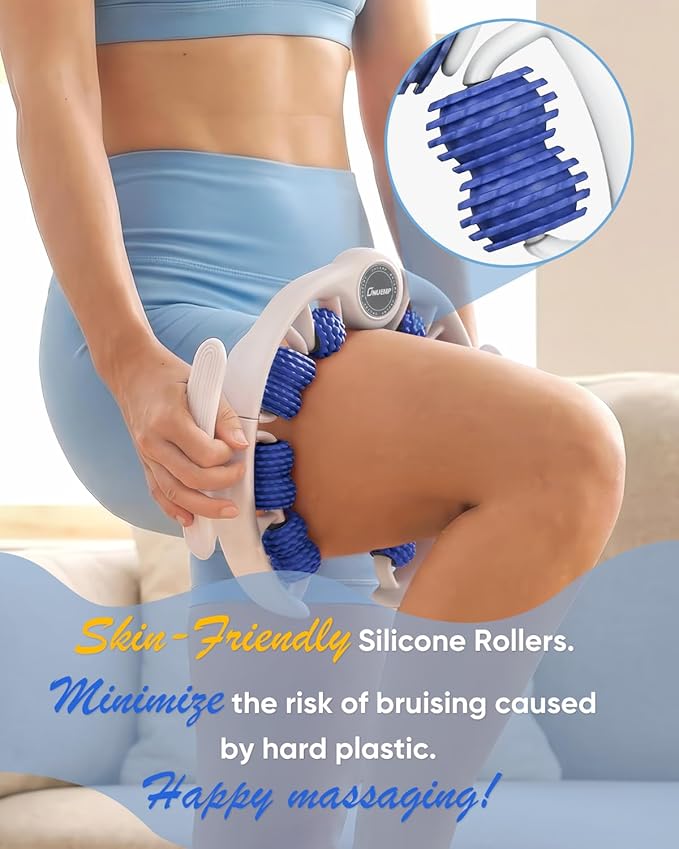 ONUEMP Cellulite Massage Tool, Lymphatic Drainage Cellulite Remover for Legs, Muscle Roller Fascia Massage - Body Sculpting, Lipedema Massagers, Celulitis Reduccion, Deep Tissue Pain Relief, Blue